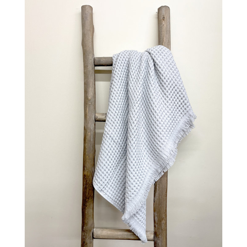 Serviette de bain en coton gaufré Lycia, Gris dauphin