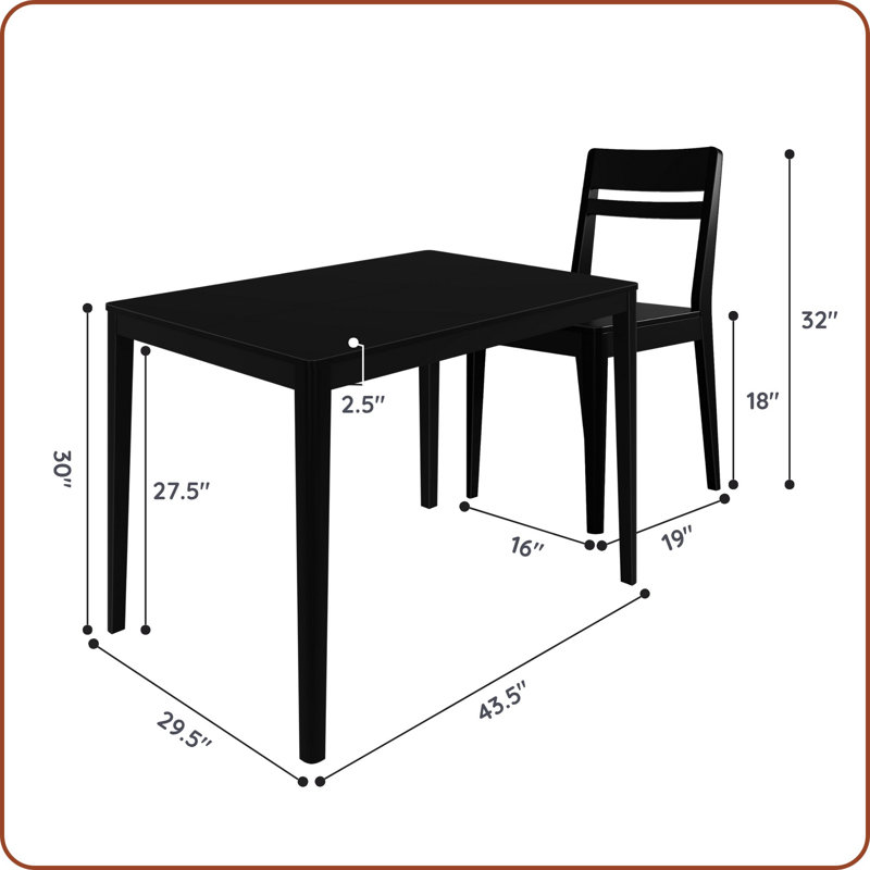 Ensemble de table de salle à manger Crew, Noir