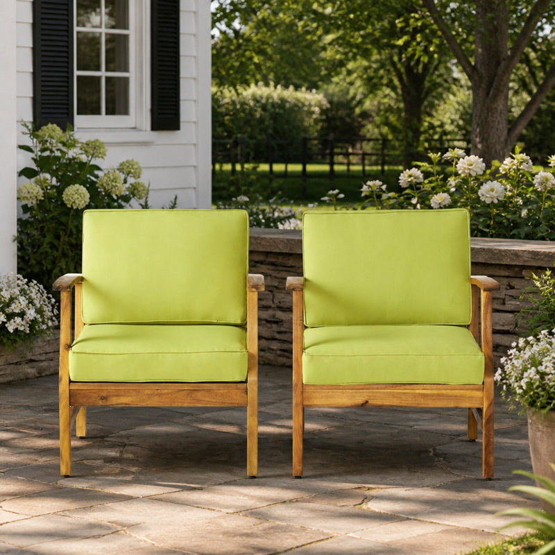 Fauteuil club extérieur, ensemble de 2, vert
