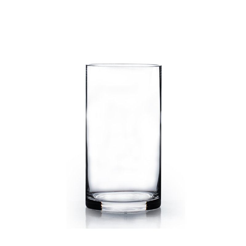 Vase en verre cylindrique, H 12 po x l 5 po x p 5 po