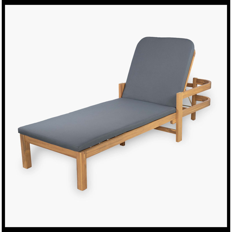 Outdoor Acacia Wood Chaise Lounge Chair, Natural Solid Wood Recliner, Ideal For Patio, Poolside & Yard Sunbathing
