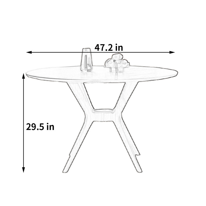 Wabi-sabi round dining table, 29.5"H x 47.2"L x 47.2"W