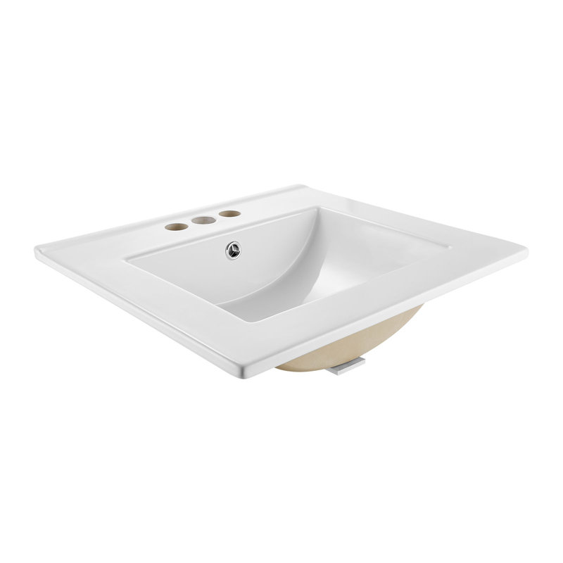 VEVOR 510.03 mm L x 465.07 mm W Natural Ceramic Rectangle Sink and Overflow