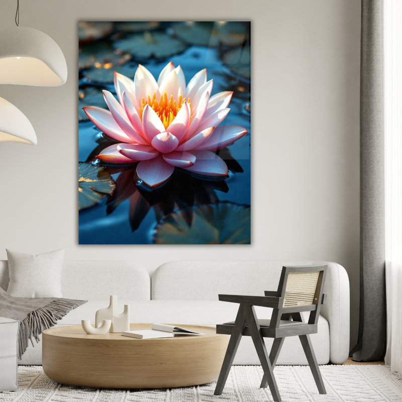Art mural en verre trempé Water Lily, 20" H x 16" W