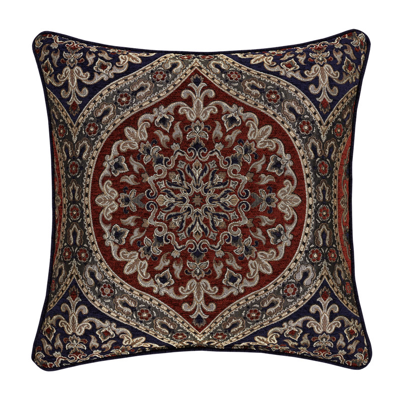 Taormina 20" Square Multicolor Embroidered Decorative Pillow