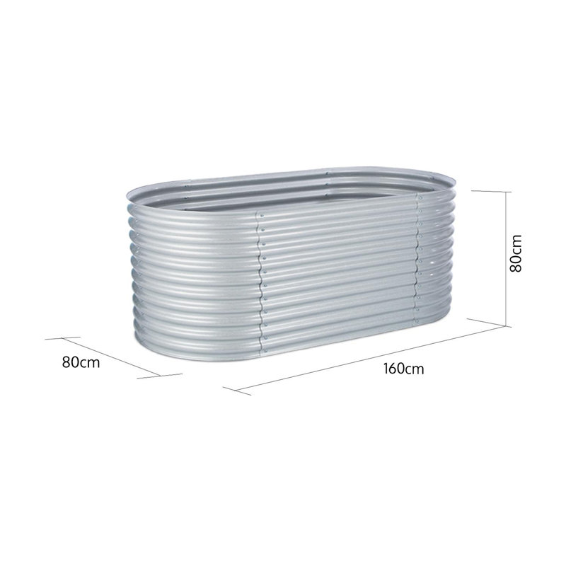 Blumfeldt Metal Raised Garden Bed, Silver, 80cm H x 160cm W x 80cm D