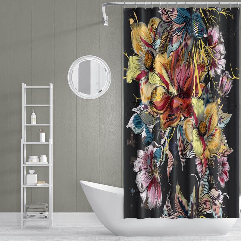 Rideau de douche simple à motif floral, H 72 po x l 70 po
