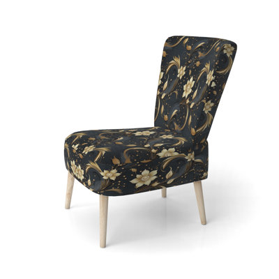 Black And Gold Intrigue Elegance - Upholstered Modern Side Chair, Gold Accent Chair