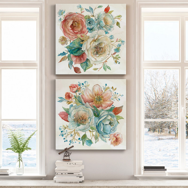 «Rose Garden I», ensemble de 2 reproductions d'art sur toile tendue, H 10 po x l 10 po x P 1 po