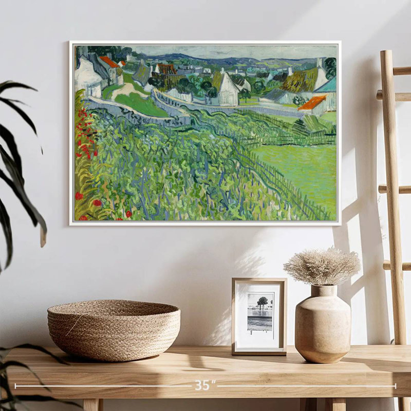 Vignobles à Auvers, Cadre flottant blanc, 25 po x 17 po