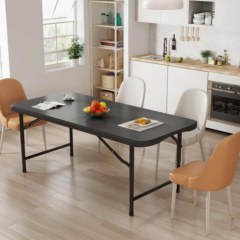 Table pliante en plastique 4 pi, table portative intérieure et extérieure pour le camping en noir