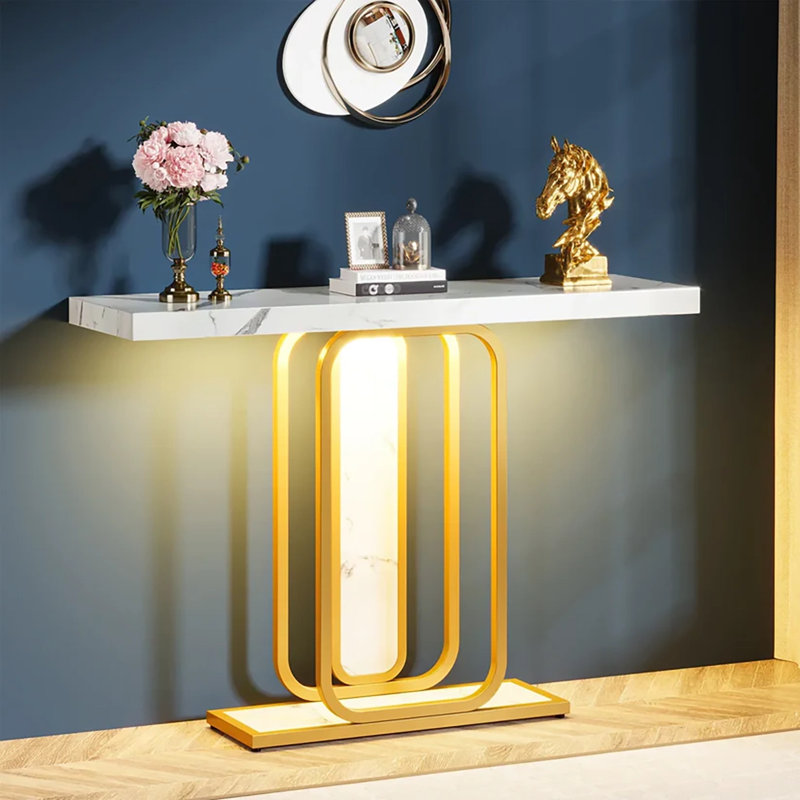 Tribesigns Modern Gold White Console Table