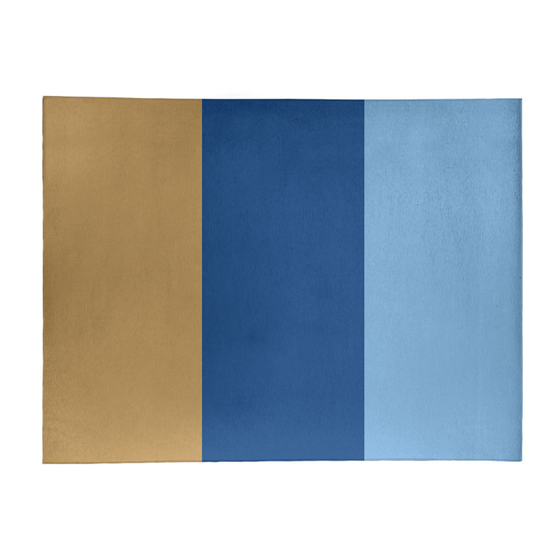 Tapis doré/bleu royal/bleu poudre tissé à plat Kansas, Rectangle 8 pi x 10 pi