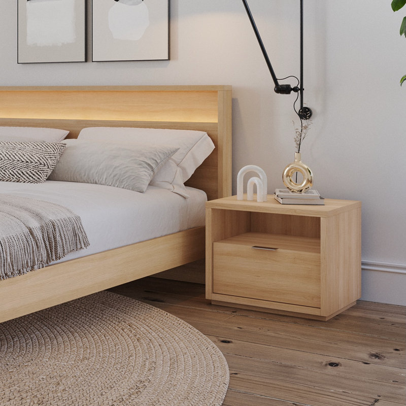 Nightstand with 1-Drawer, Beige