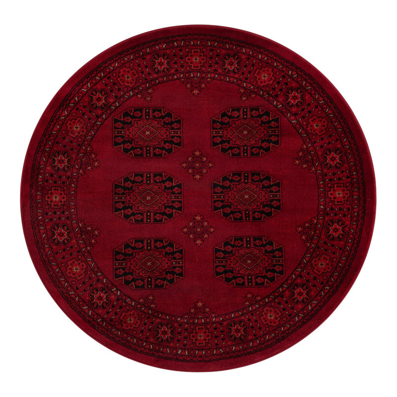 Tapis oriental rouge Amro, Round 4'1"