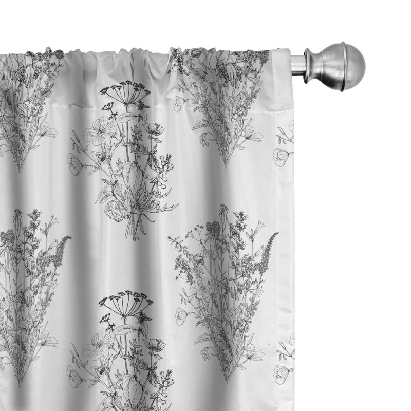 Floral Semi-Sheer Rod Pocket Curtain Panels, 28" x 63"