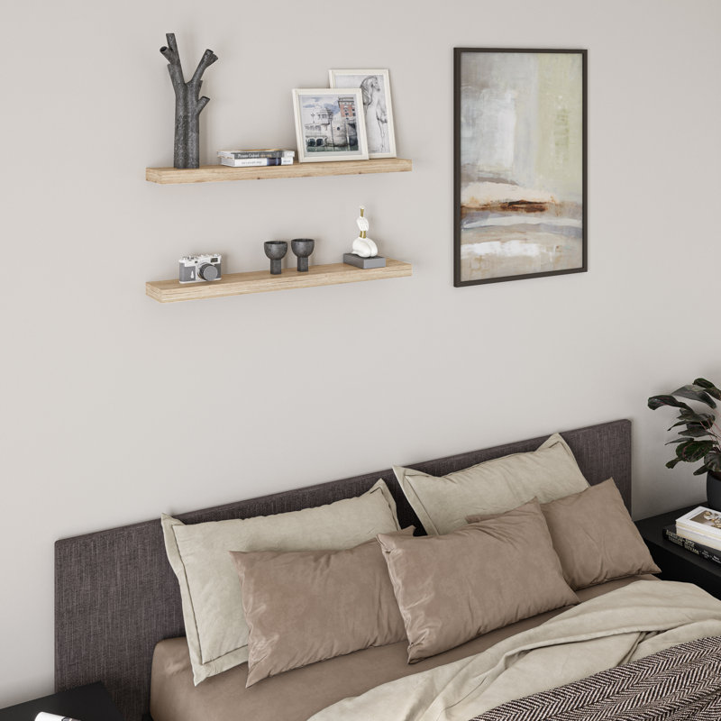 Oak 36'' Floating Wall Shelves with Invisible Brackets