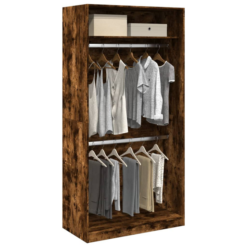 Artressia Manufactured Wood Wardrobe, 100 x 50 x 200 cm, Smoked Oak