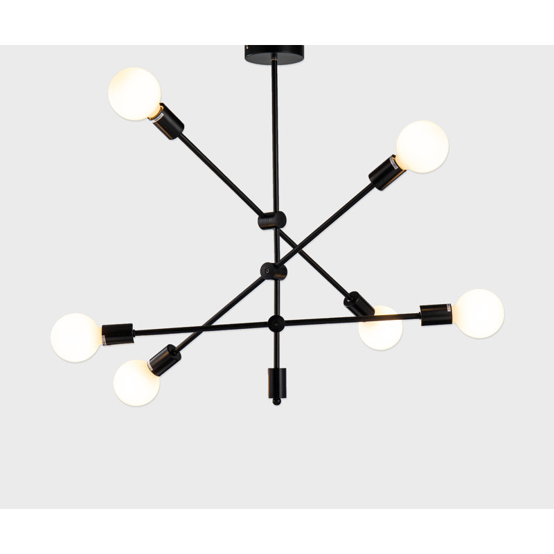 Newhouse Modern 6 Light Sputnik Chandelier, Black