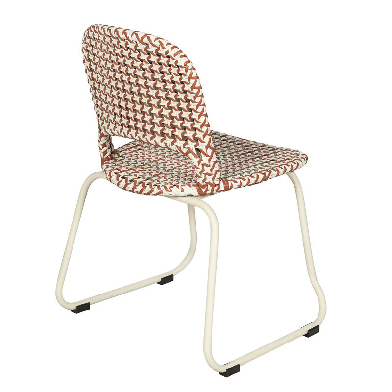 Chaise d'appoint d'extérieur en rotin tissé Luna, Red/White Seat/White Frame