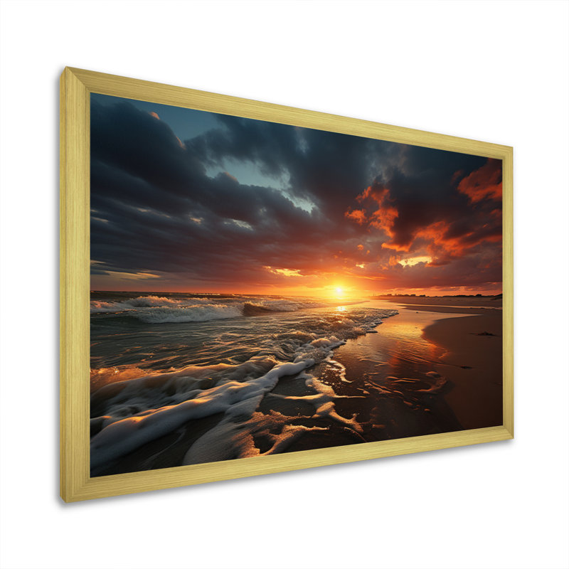 Photo de plage Sables d'or XXV - reproduction sur toile, H 34 po x l 44 po x P 1,5 po, Cadre doré à une seule photo