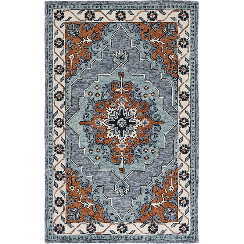 Dinkens Hand Tufted Wool/Cotton/Latex Rug in Brown/Gray, Rectangle 3' x 5'