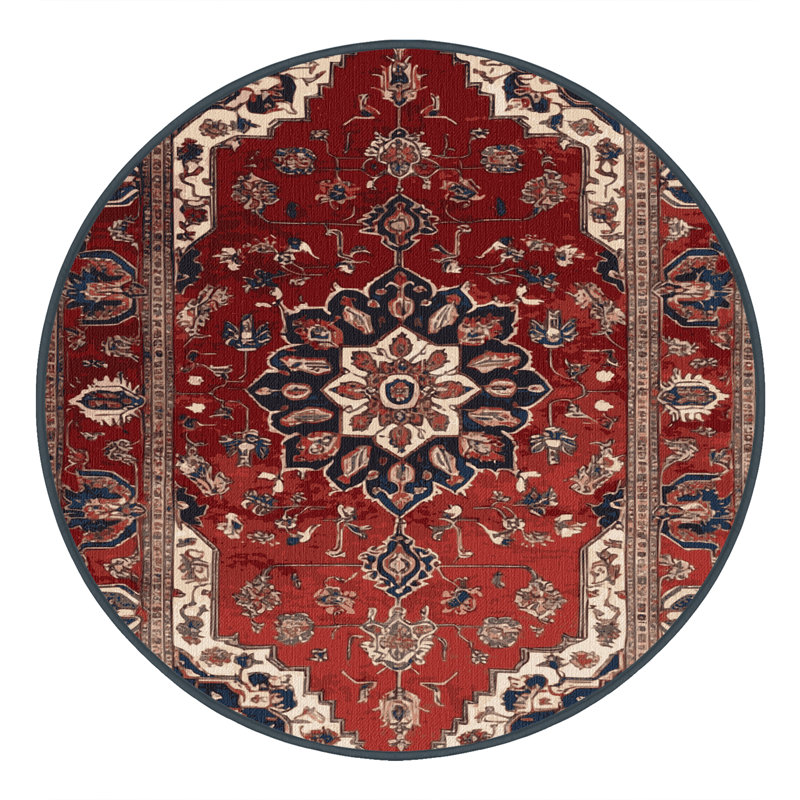 Tapis brun lavable à la machine, Rond 6 pi