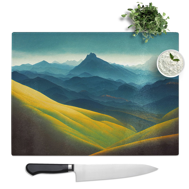 Joyous Mountain Landscape  Glass Chopping Board