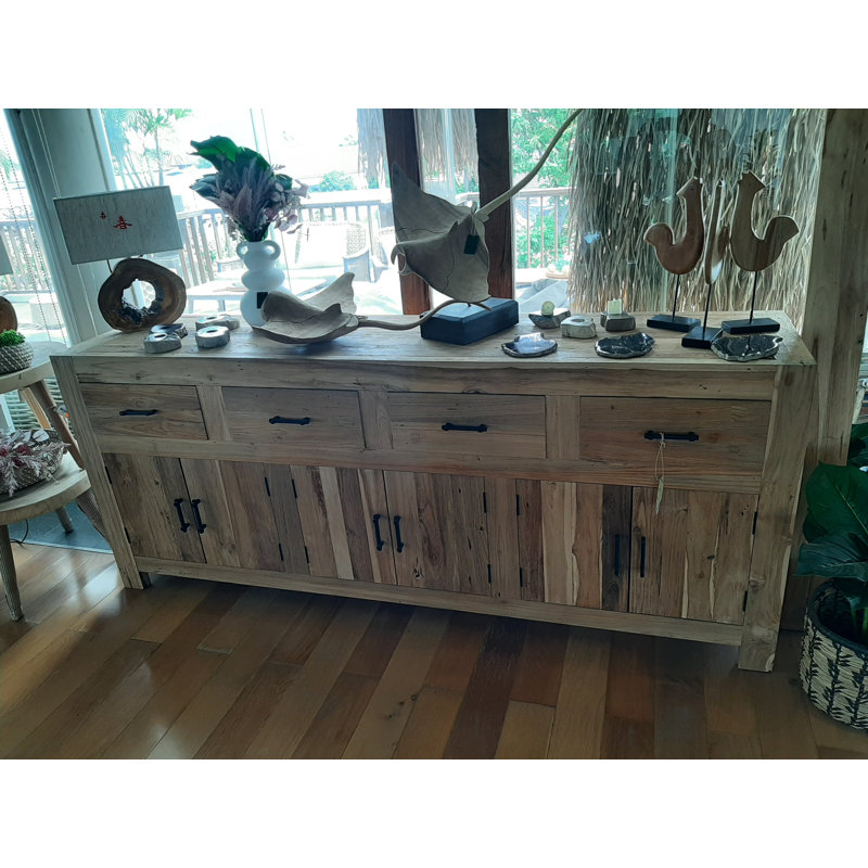 Recycled Teak Console Table W Drawers, 31" H x 47" W x 16" D