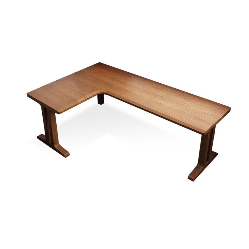 Bureau en bois massif en forme de L brun noisette, Retour à gauche, H 29,53 po x l 70,87 po x P 39,37 po