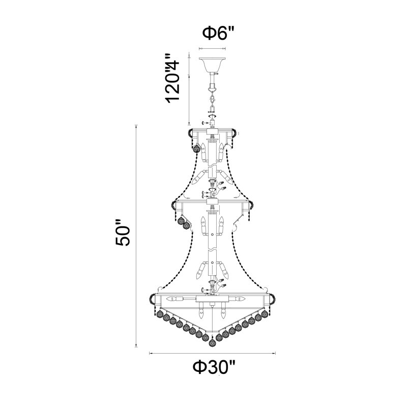 Lustre en cristal 30 po Andres, Chrome