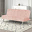 Canapé futon à finition rose de style contemporain facile à convertir en lit avec pieds supplémentaires-562885827