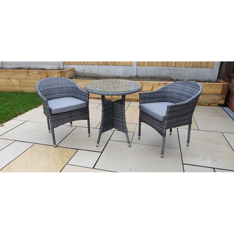 Lilia 2 - Person Wicker Patio Dining Set with Round Table , Cushions Included