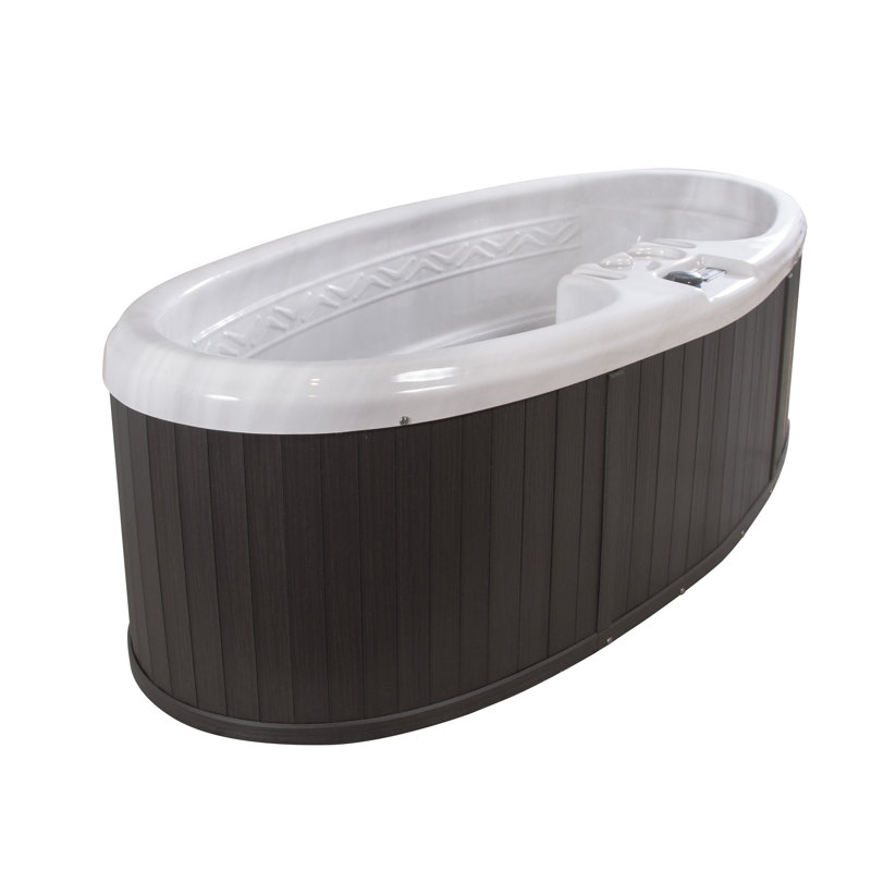 Gray Oval 2-Person Resin Plug and Play Hot Tub