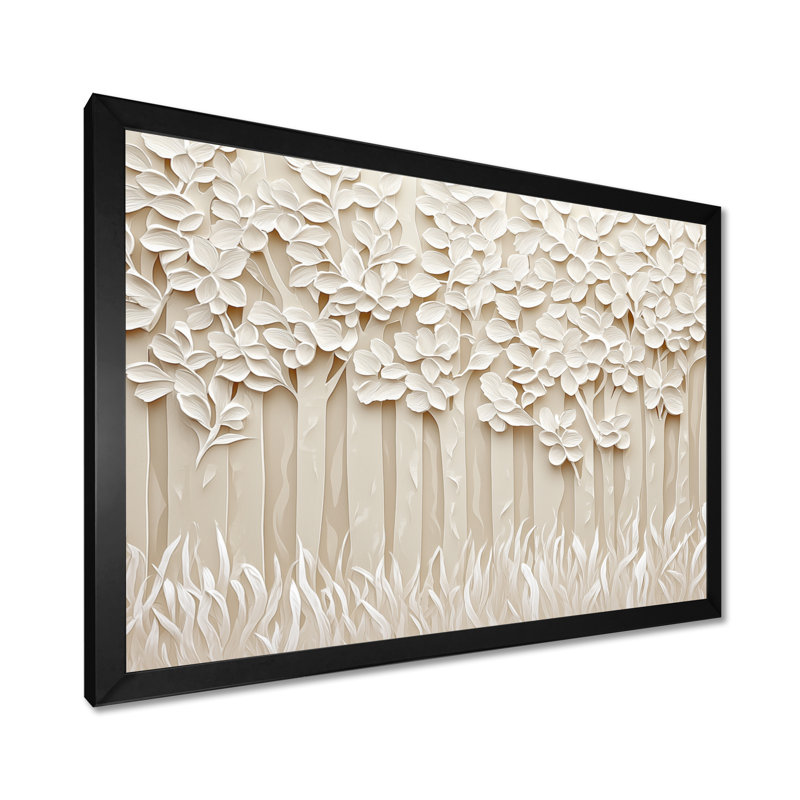 Forêt beige, paysage de forêt I, Reproduction encadrée d'une seule photo sans pass, H 34 po x l 44 po, Noir