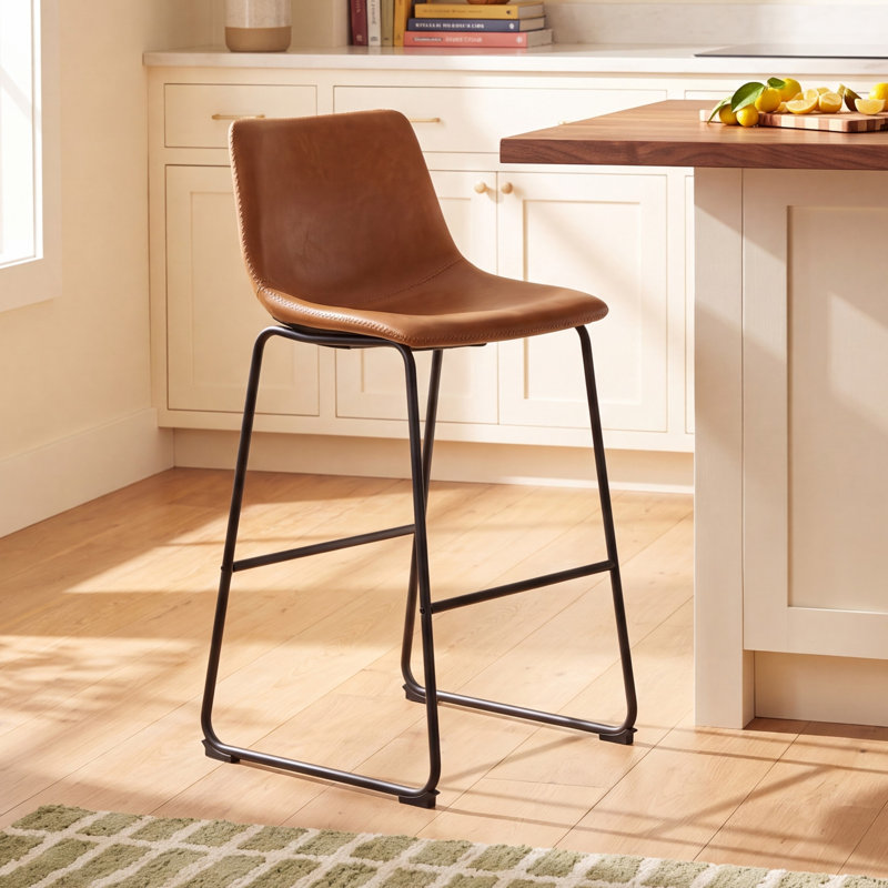 Anke Vegan Leather Armless, Brown, Counter Stool (24” Seat Height)