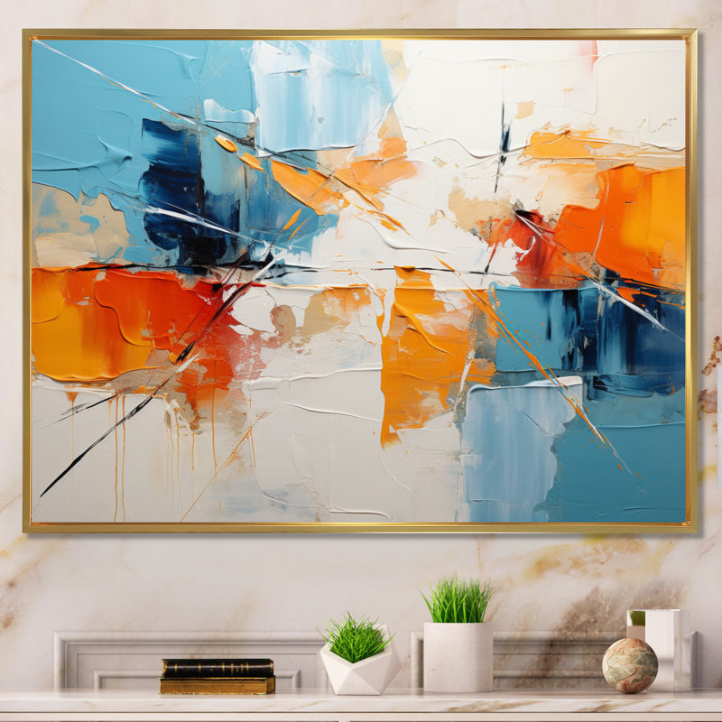 «Gennavieve Rhythmic Abstraction III», reproduction sur toile, H 12 po x l 20 po x P 1 po, Cadre flottant doré