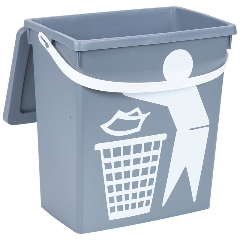 Elizabeth Street Plastic Manual Lift Waste Bin, 5L, Grey