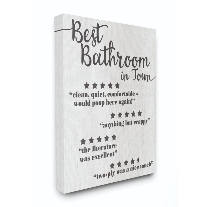« five star salle de bain », art textuel, Toile tendue, H 30 po x l 24 po x P 1,5 po