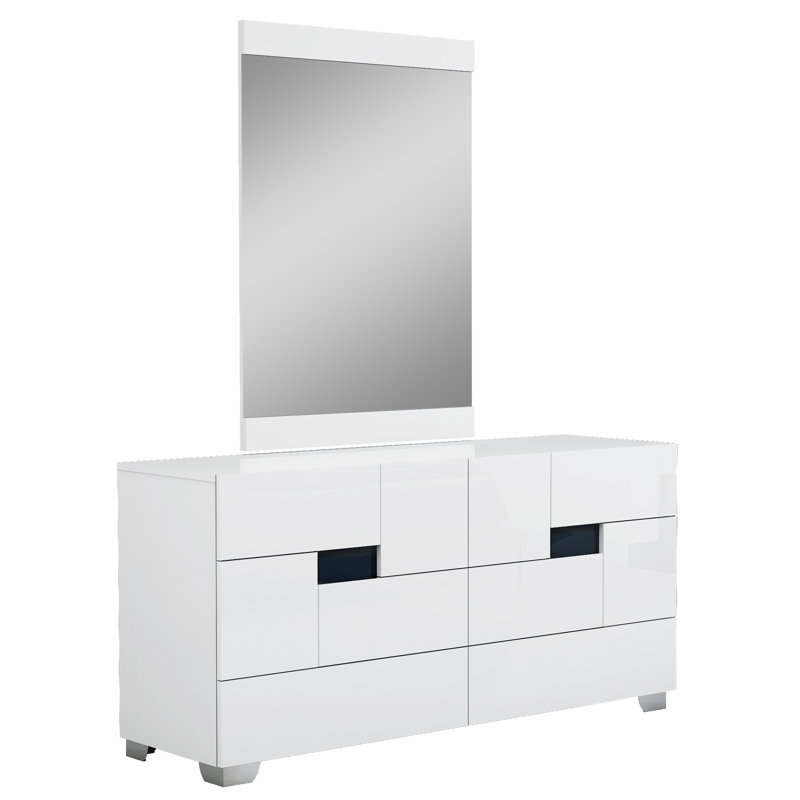Commode double en bois massif à 6 tiroirs de 62 po Degnan, Noir