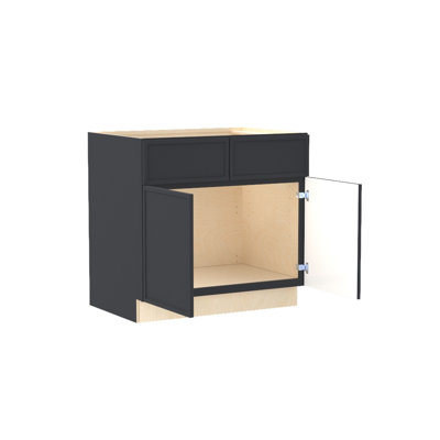 Gallery Express Alton Assembled 36 in W x 24 in D x 34.5 in H Sink Base Kitchen Cabinet with Sft Close in Onyx