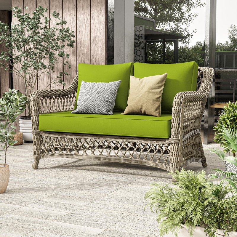 5" Loveseat Cushion Water Repellent & UV-Resistant Patio Furniture Cushions, Removable Outdoor Couch Cushions With Hidden Zipper & Adjustment Staps For Couch, Bench, And Swing
