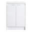 Meuble-lavabo autoportant de 48 po avec lavabo en résine, 2 rangements, portes à fermeture douce, contreplaqué blanc brillant, compartiments à plan de rangement, configuration serrée