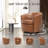Leather Upholstered Swivel Barrel Chair—No Assembly Required-789525798