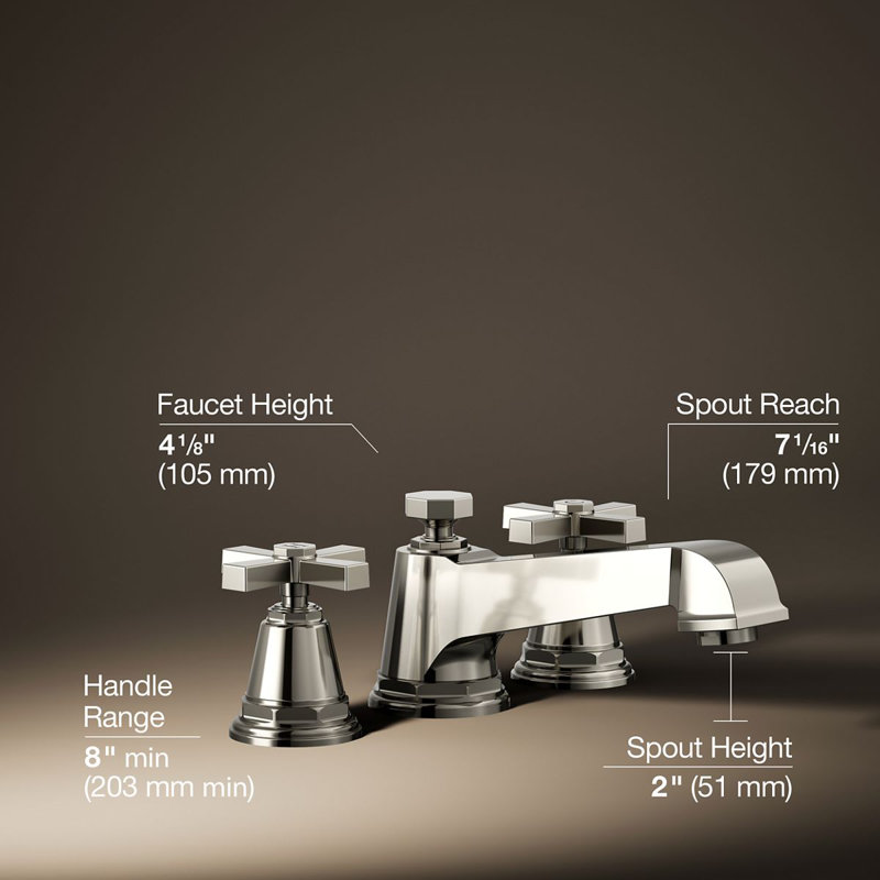 Pinstripe® Pure Deck-Mount Bath Faucet Trim for High-Flow Valve with Cross Handles, Valve Not Included