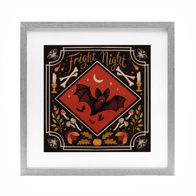 «Fright Night Bat & Botanicals», reproduction encadrée sous verre, conception de Janelle Penner, H 13 po x l 13 po