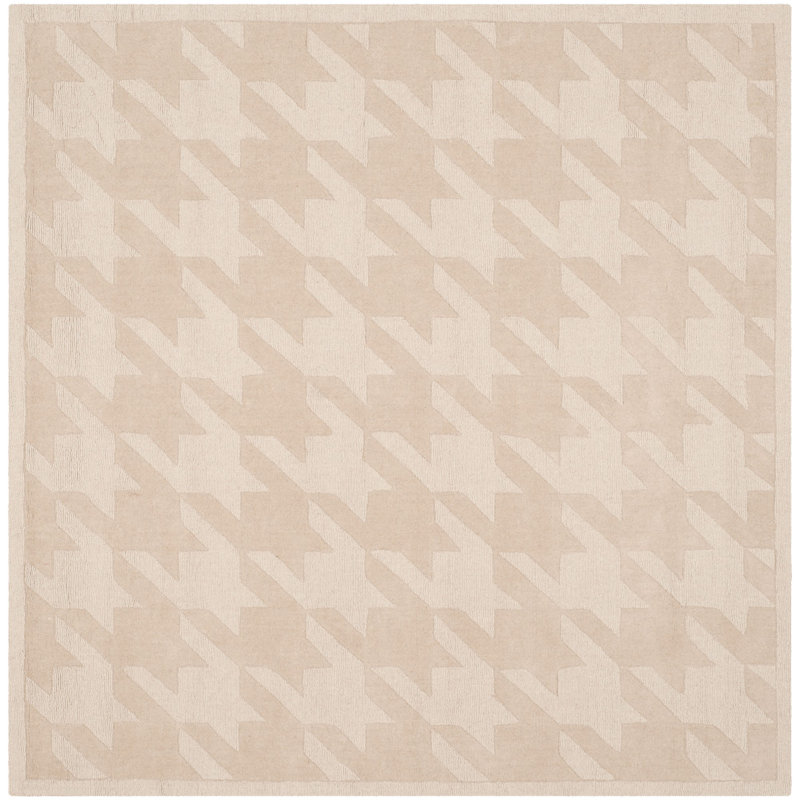 Hand-Tufted Beige Wool Square Area Rug
