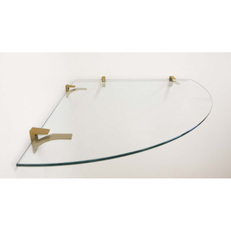Glass Corner Shelf, Brass