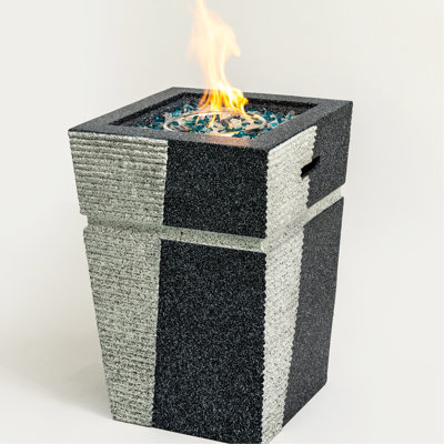 Propane Concrete Fireplace Pit - Patio Gas Heater, 11 Sq.ft Area Heated, Blue, 20in X 29.1in Approved, 2.2inch Bowl Depth, Height, With Rain Cover