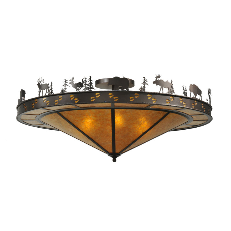 Rustic Lodge Glass Semi Flush Mount